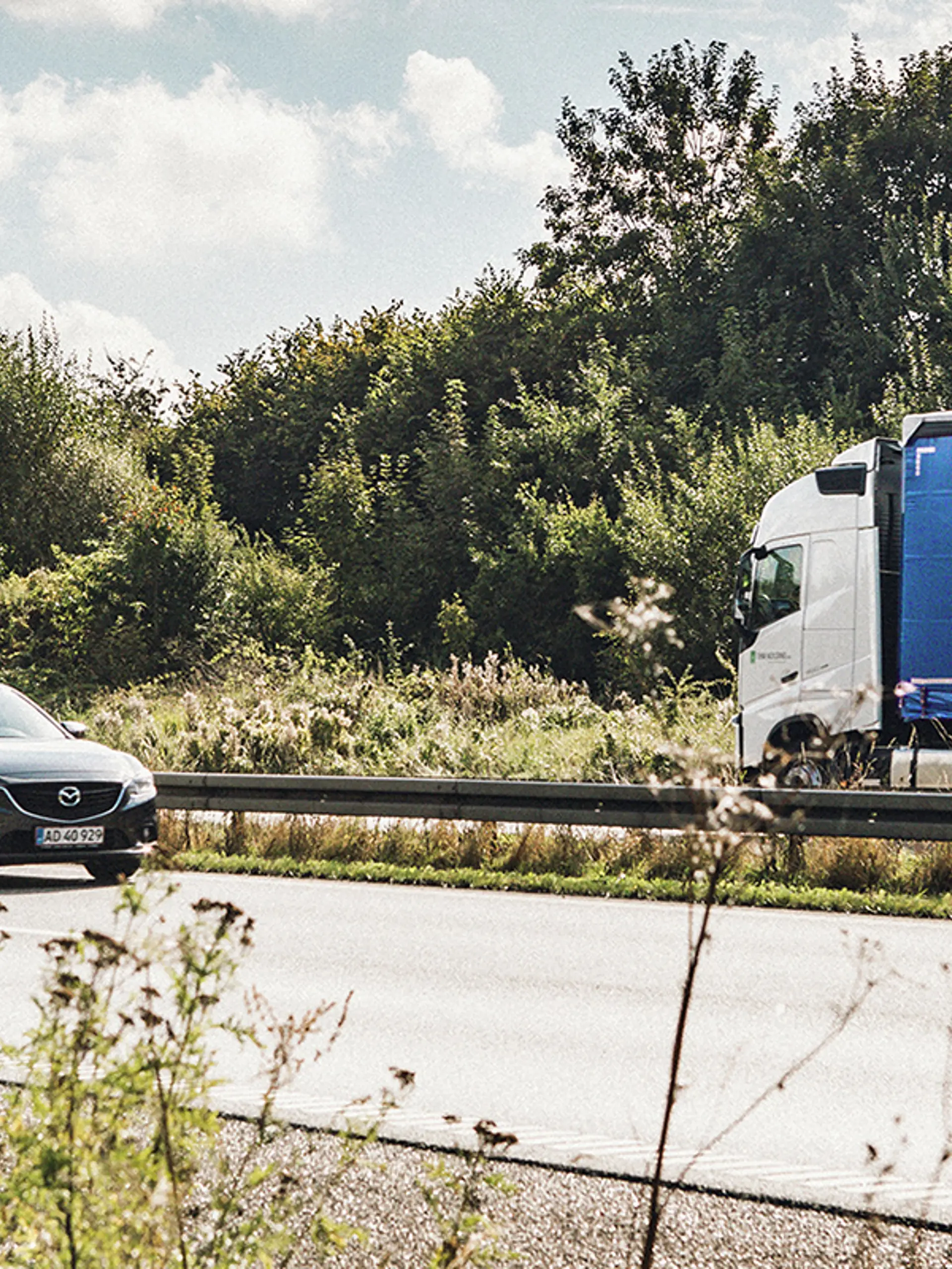 A Blue Water trailer on the road